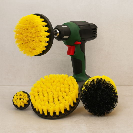 Lot de 4 brosses poils durs jaunes pour perceuse